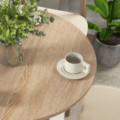 Mesa de comedor Vikk Homcom 4 personas roble/blanco Ø80x75 cm