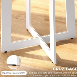 Mesa de comedor Vikk Homcom 4 personas roble/blanco Ø80x75 cm