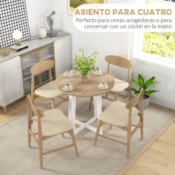 Mesa de comedor Vikk Homcom 4 personas roble/blanco Ø80x75 cm