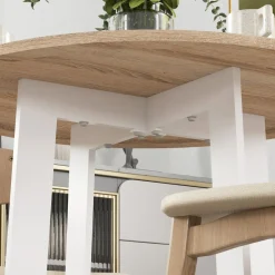 Mesa de comedor Vikk Homcom 4 personas roble/blanco Ø80x75 cm