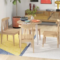 Mesa de comedor Vikk Homcom 4 personas roble/blanco Ø80x75 cm