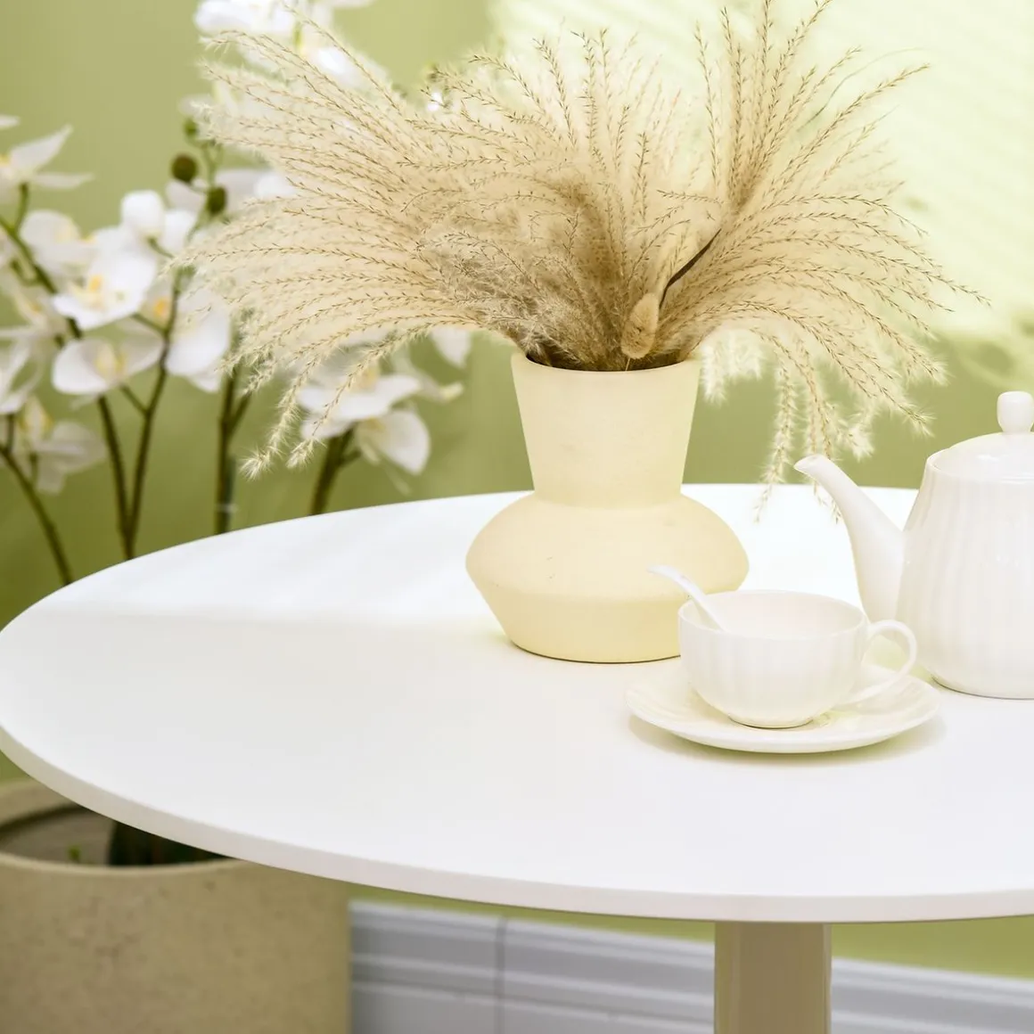 Mesa de comedor Yuzu Homcom redonda blanco Ø80x75 cm