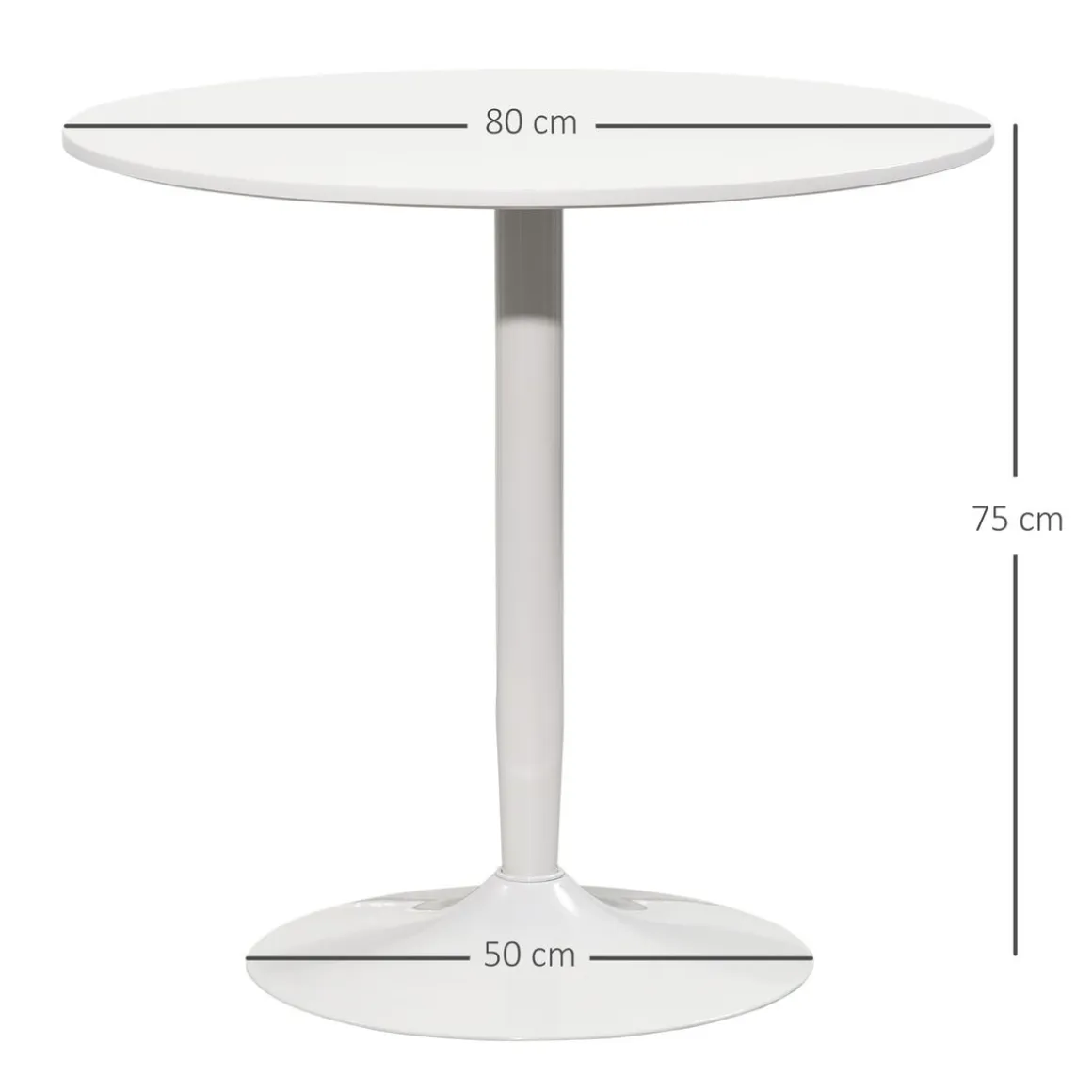 Mesa de comedor Yuzu Homcom redonda blanco Ø80x75 cm