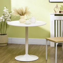 Mesa de comedor Yuzu Homcom redonda blanco Ø80x75 cm