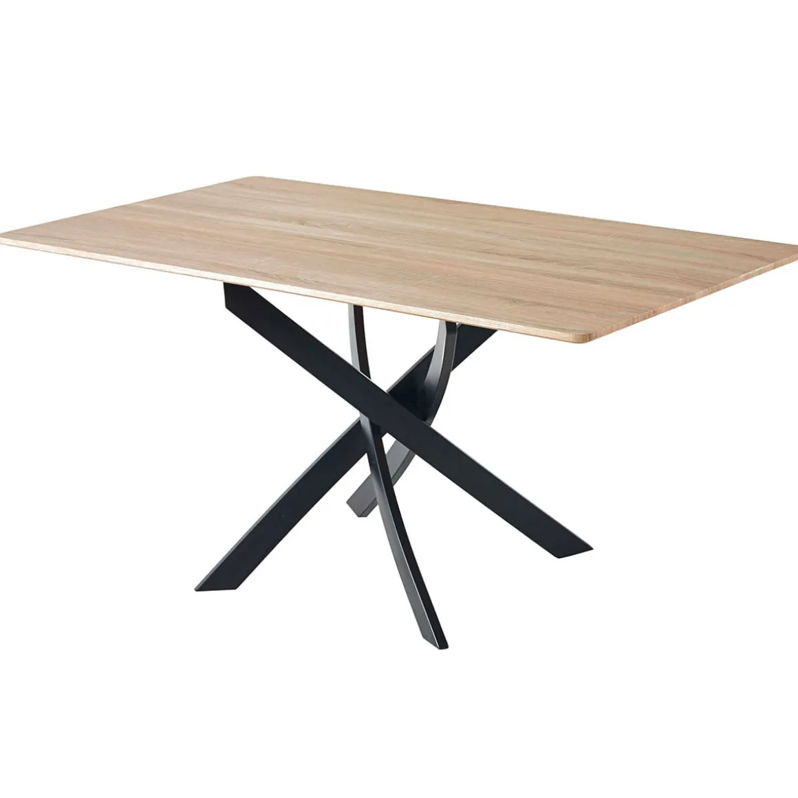 Mesa de comedor Zen patas cruzadas roble/negro 75x140x80 cm