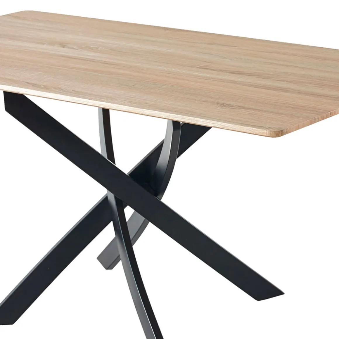 Mesa de comedor Zen patas cruzadas roble/negro 75x140x80 cm