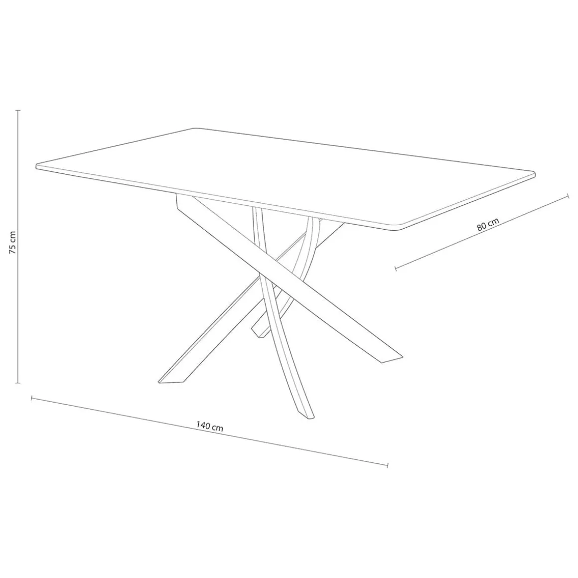 Mesa de comedor Zen patas cruzadas roble/negro 75x140x80 cm