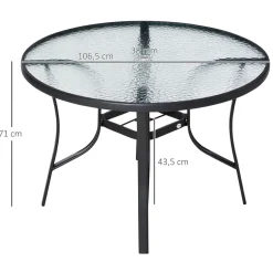 Mesa de cristal de jardín Outsunny redonda con agujero negro Ø106,5x71 cm