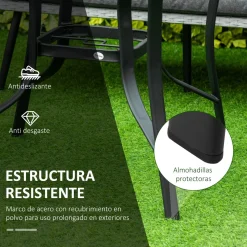Mesa de cristal de jardín Outsunny redonda con agujero negro Ø106,5x71 cm