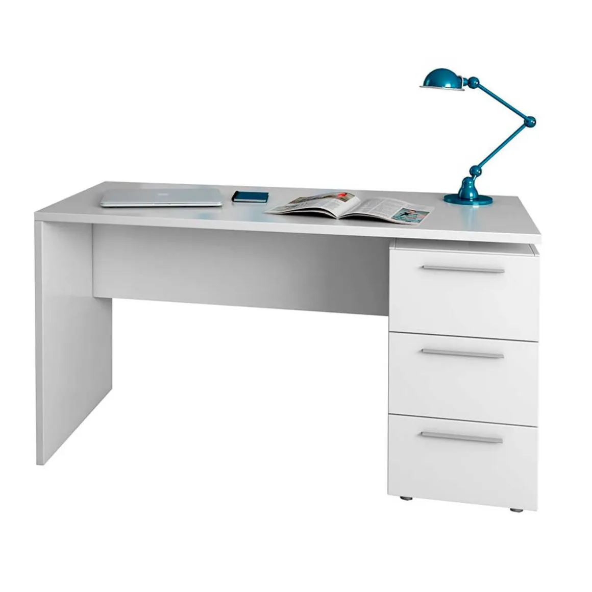 Mesa de despacho Theon 3 cajones blanco artik 74x138x60 cm