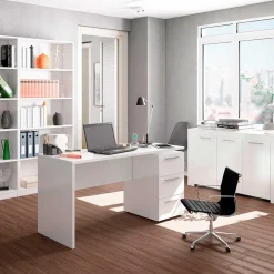 Mesa de despacho Theon 3 cajones blanco artik 74x138x60 cm