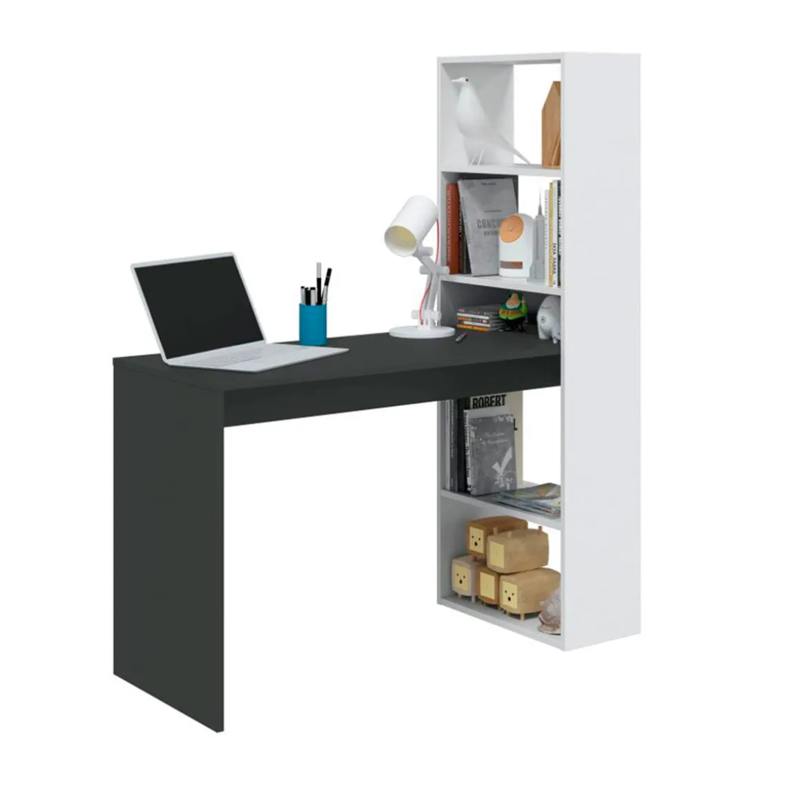 Mesa de escritorio + estantería Duplo/Gio Plus 144x120x50 cm