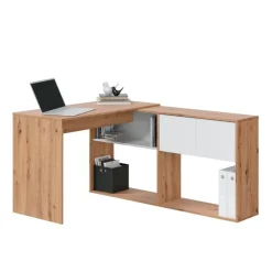 Mesa de escritorio Duo con estantería blanco artik/roble nodi
