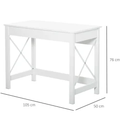 Mesa de escritorio Ártica Homcom blanco 76x105x50 cm