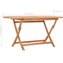 Mesa de exterior Asted plegable madera de teca natural 75x160x80 cm