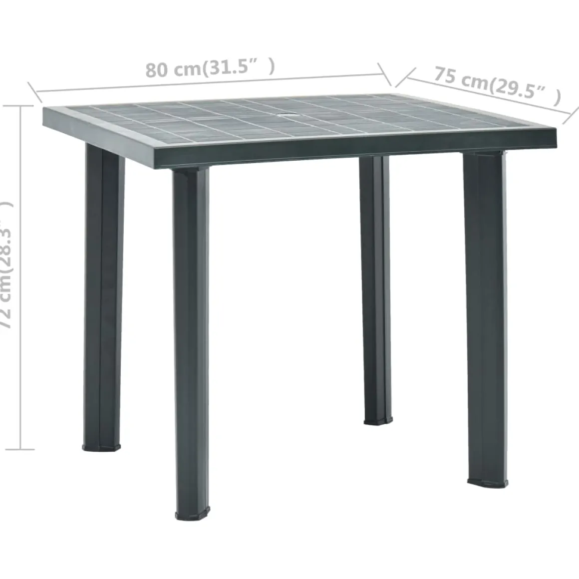 Mesa de exterior con orificio para sombrilla 72x80x75 cm
