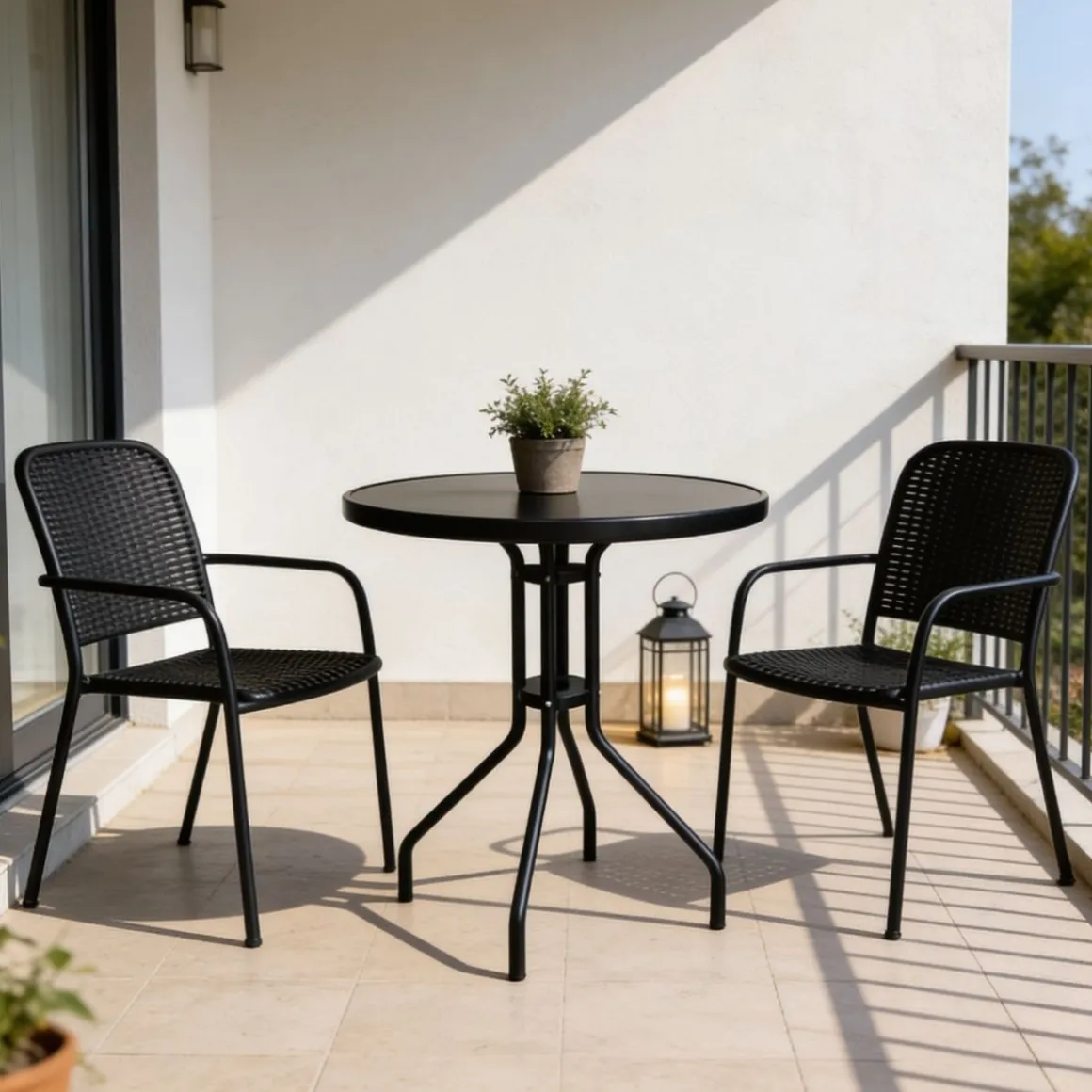 Mesa de exterior diseño redondo negro Ø60x71 cm