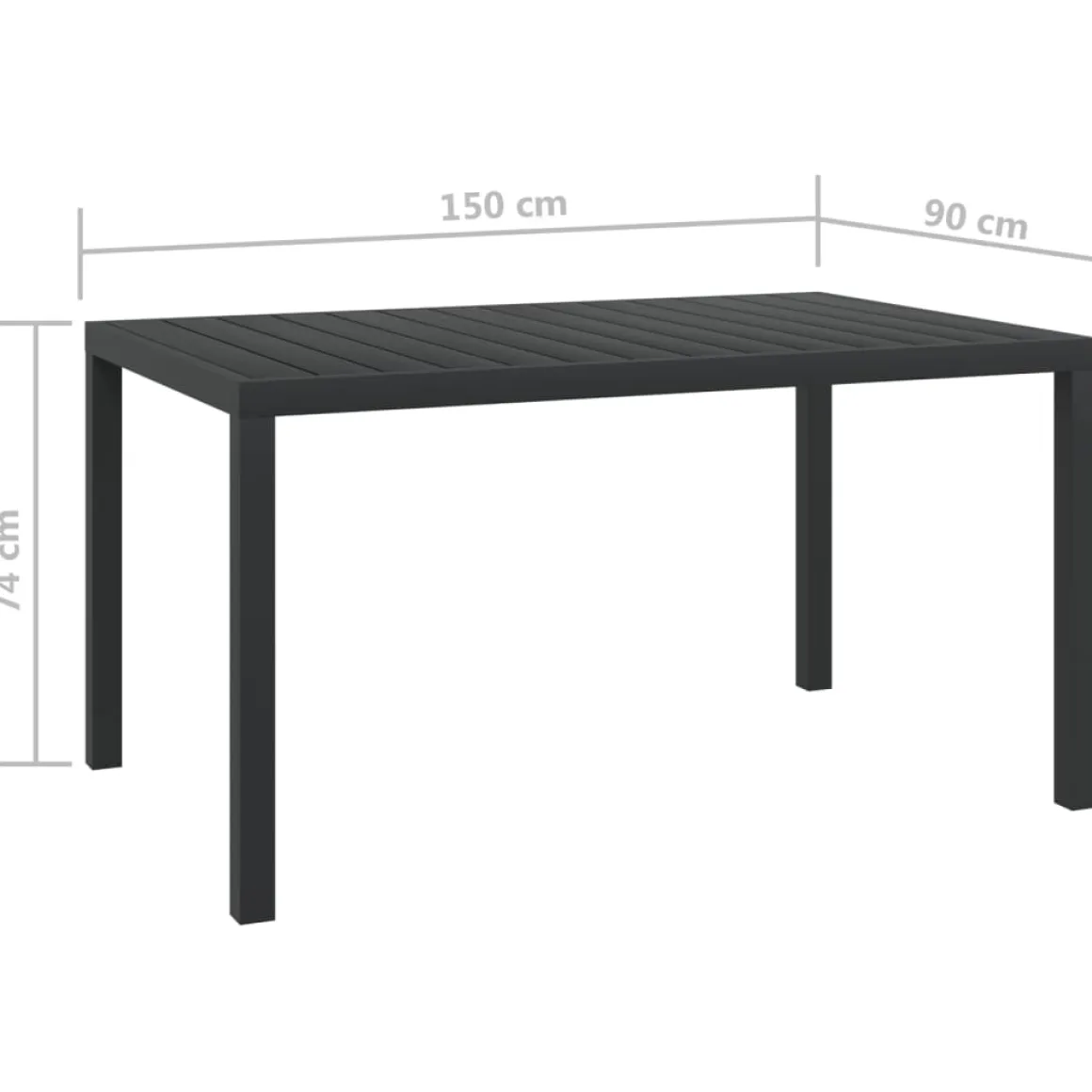 Mesa de exterior Gravian diseño de listones negro