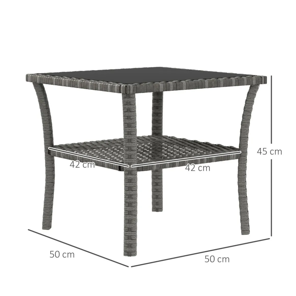 Mesa de exterior Inna Outsunny ratán 45x50 cm