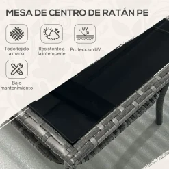 Mesa de exterior Inna Outsunny ratán 45x50 cm
