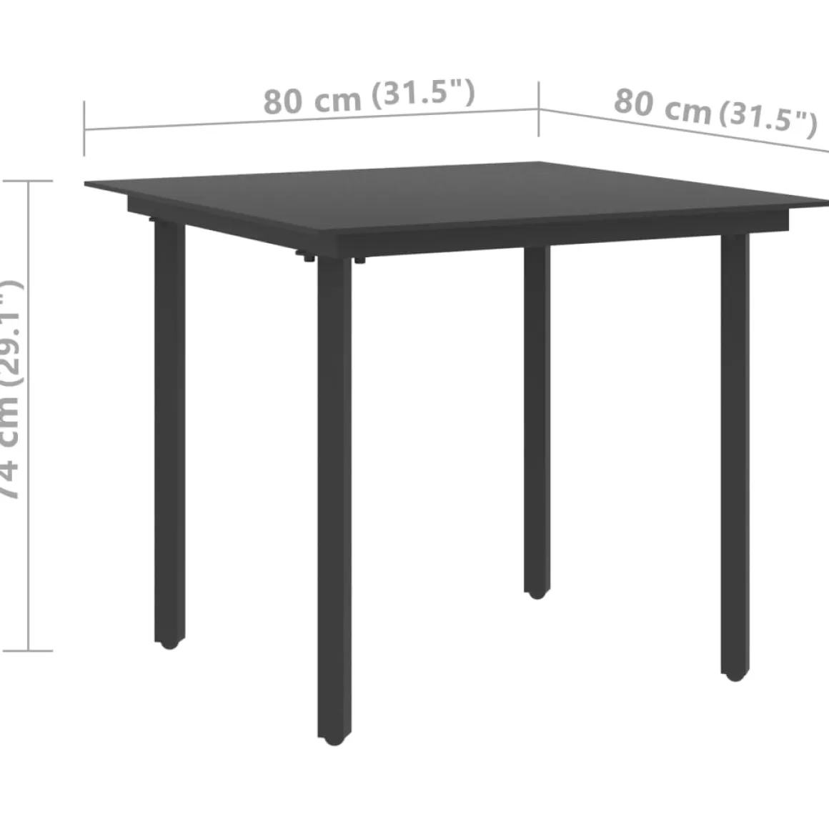 Mesa de exterior Isabella negro 74x80x80 cm