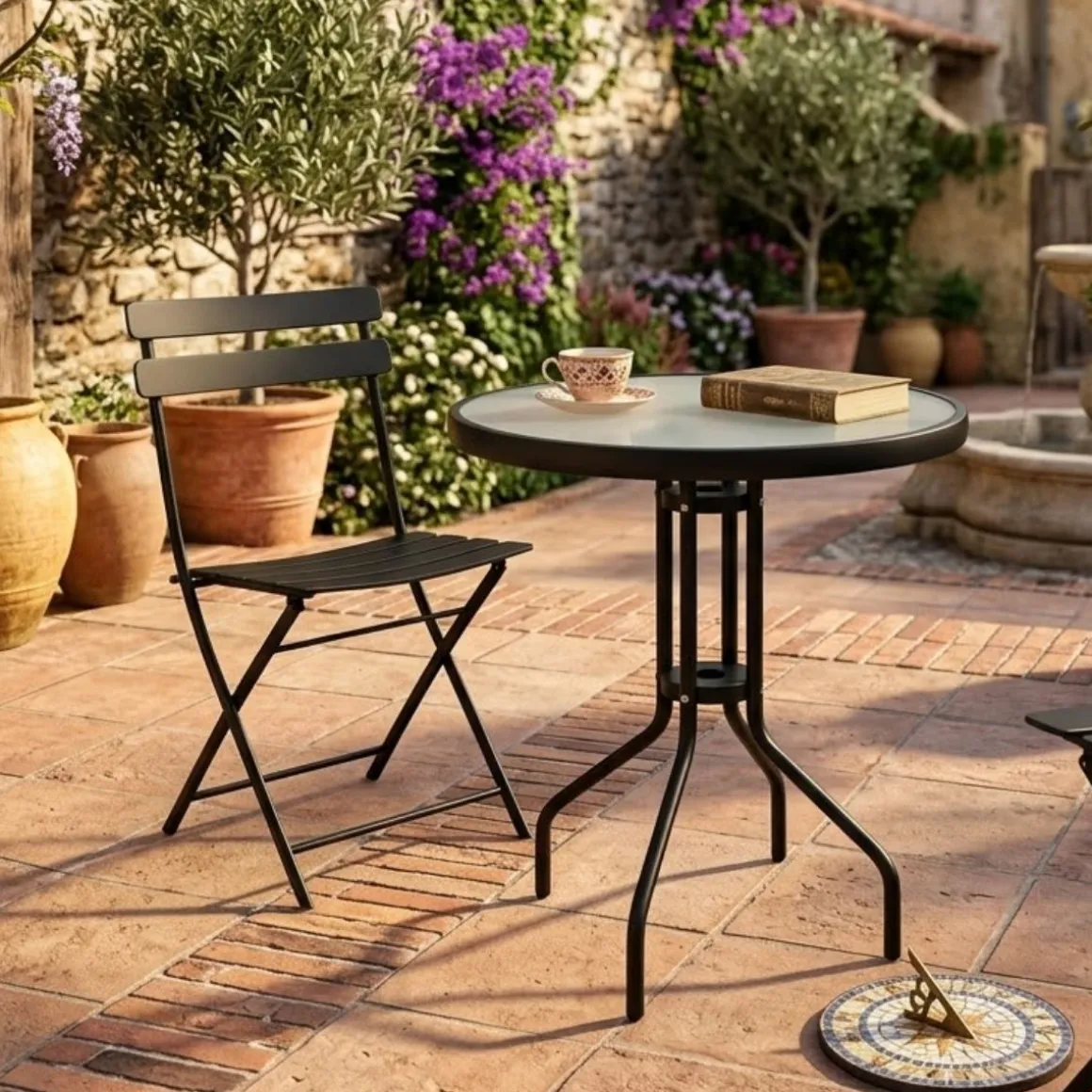 Mesa de exterior Isleta negro Ø60x70 cm