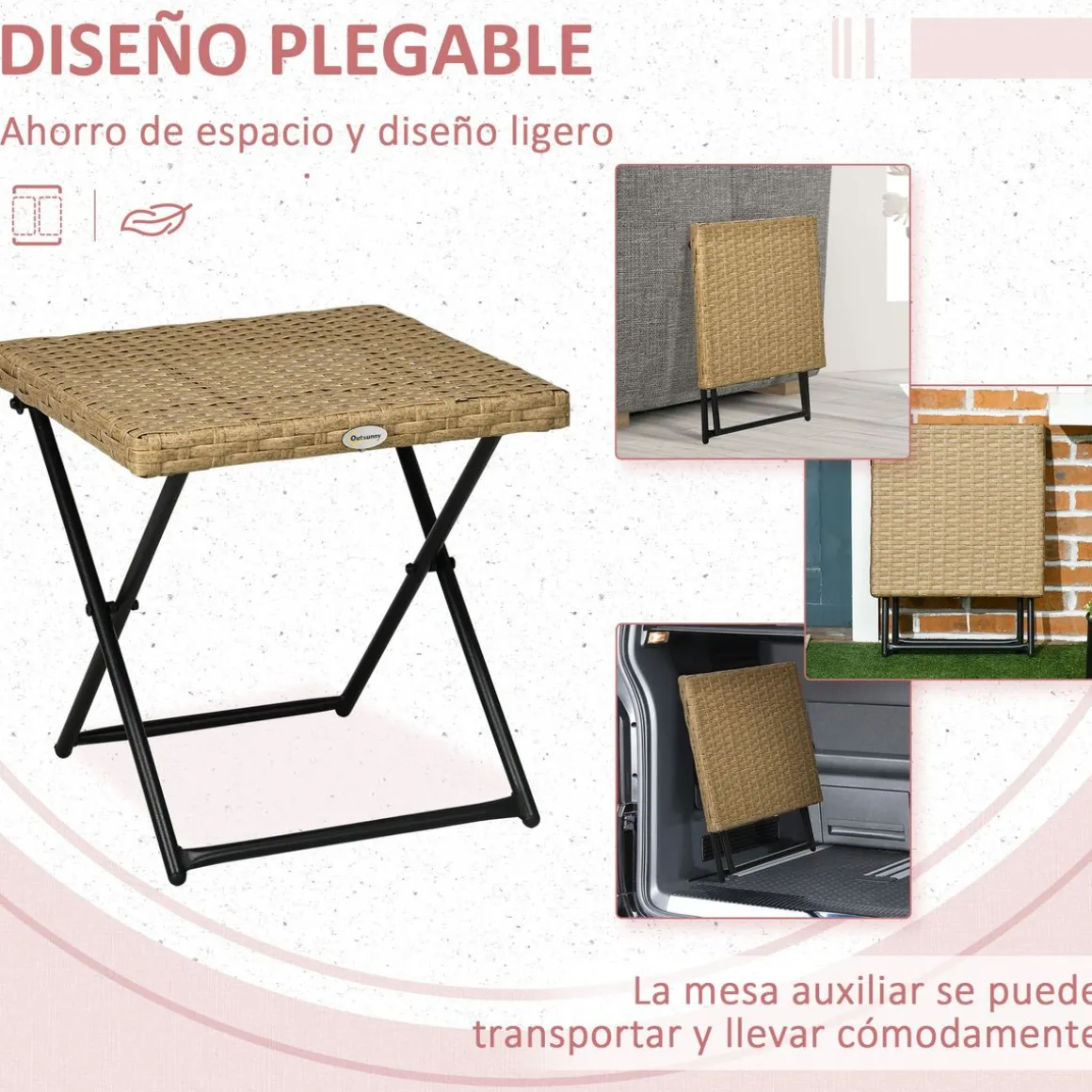 Mesa de exterior Like Outsunny plegable 40x40 cm