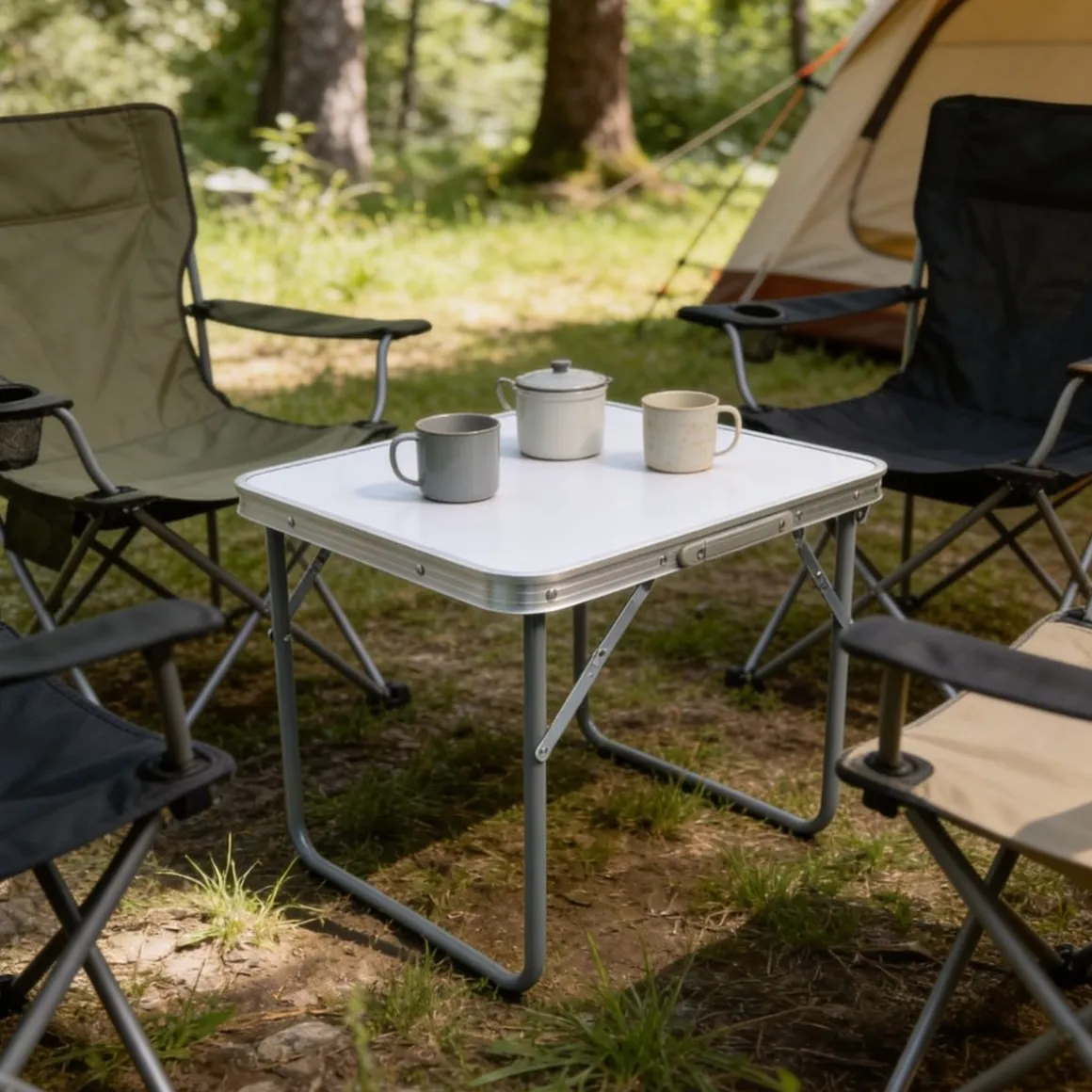 Mesa de exterior Livha plegable blanco 40x60x60 cm