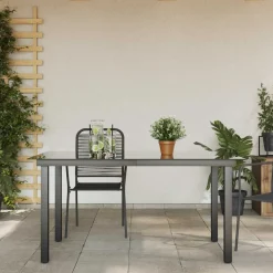 Mesa de exterior Nuvia superficie de vidrio negro 74x150x90 cm