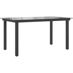 Mesa de exterior Nuvia superficie de vidrio negro 74x150x90 cm