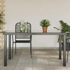 Mesa de exterior Nuvia superficie de vidrio negro 74x150x90 cm