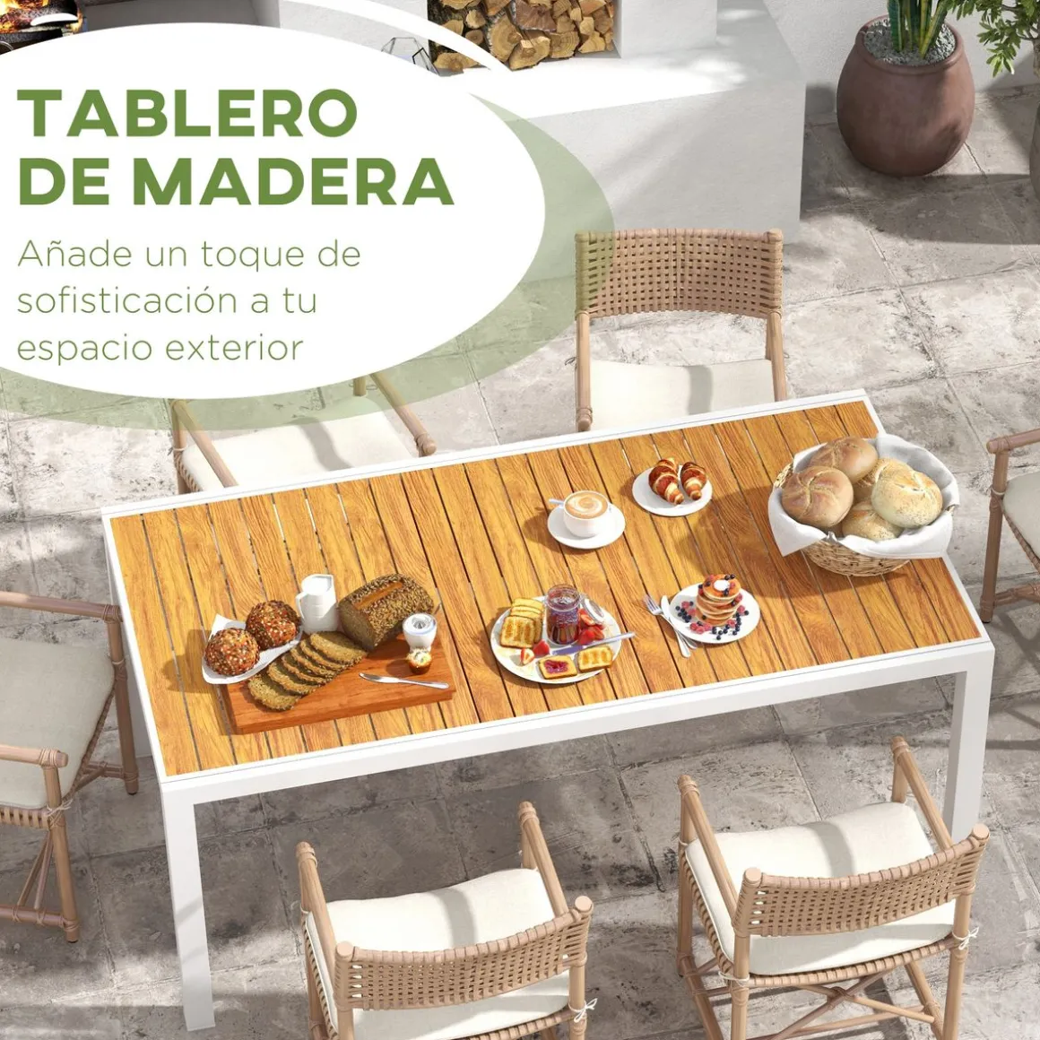 Mesa de exterior Outsunny extensible 73x180-240x94 cm