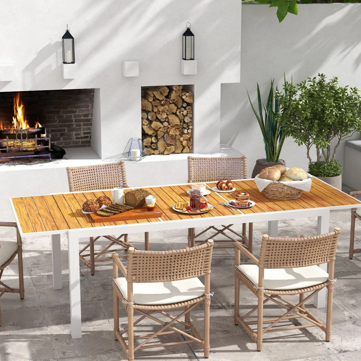 Mesa de exterior Outsunny extensible 73x180-240x94 cm