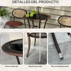 Mesa de exterior Palmer Outsunny con estante marrón Ø64x71 cm