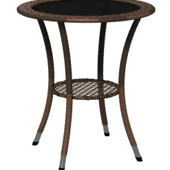 Mesa de exterior Palmer Outsunny con estante marrón Ø64x71 cm