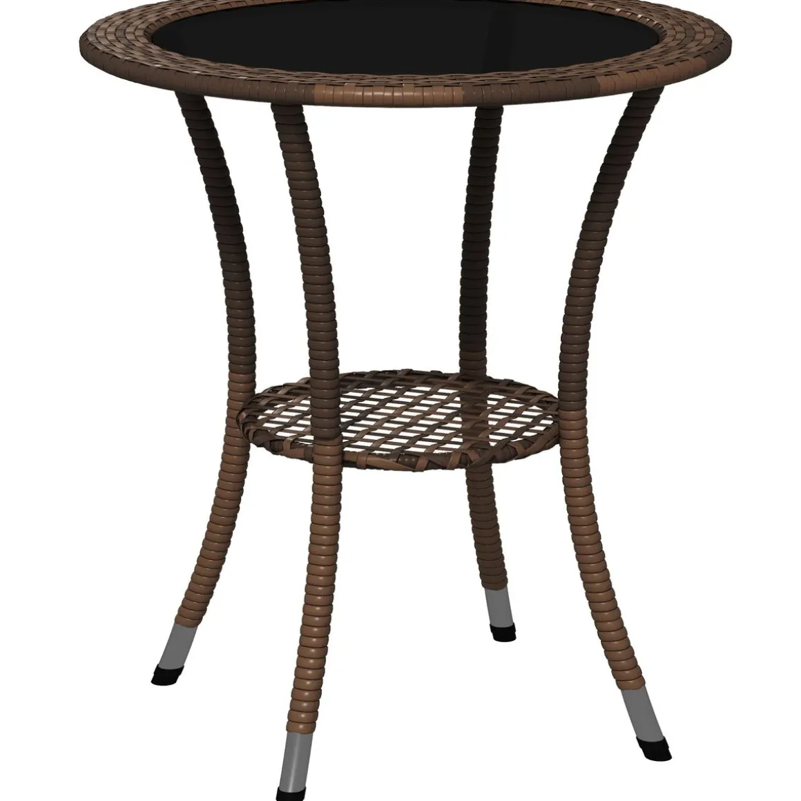 Mesa de exterior Palmer Outsunny con estante marrón Ø64x71 cm