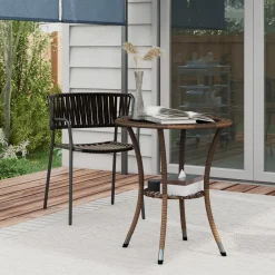 Mesa de exterior Palmer Outsunny con estante marrón Ø64x71 cm