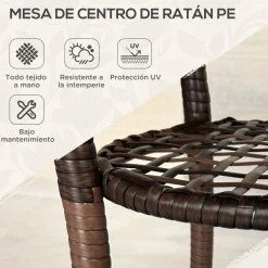 Mesa de exterior Palmer Outsunny con estante marrón Ø64x71 cm
