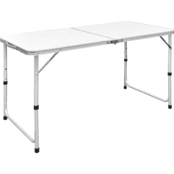 Mesa de exterior plegable altura ajustable 3 posiciones blanco 55-62-70x120x60 cm