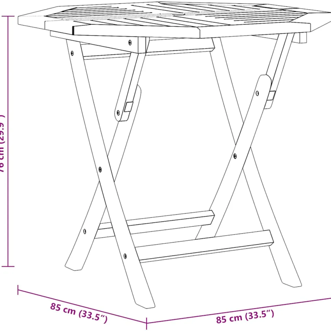 Mesa de jardín Bali plegable natural 76x85x85 cm
