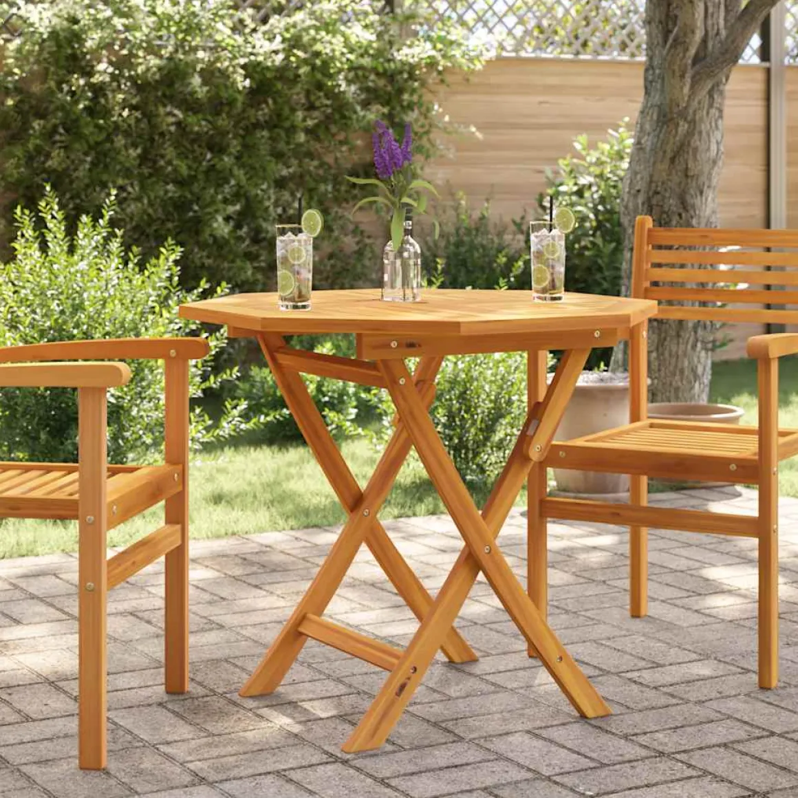 Mesa de jardín Bali plegable natural 76x85x85 cm