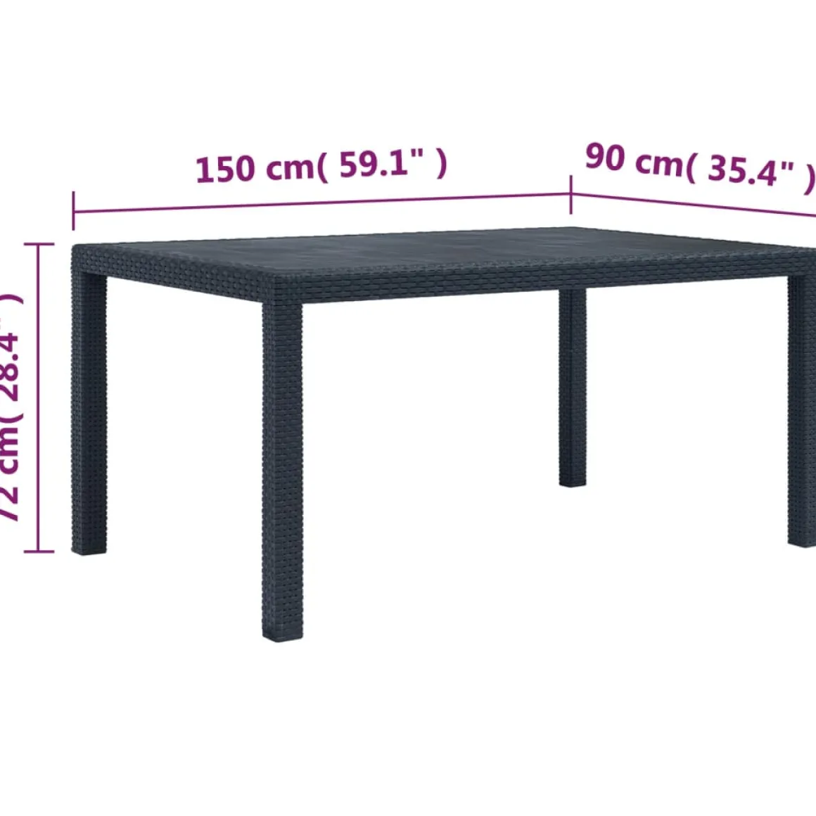Mesa de jardín Clavel antracita 72x150x90 cm