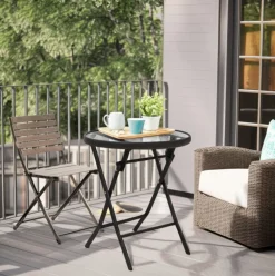 Mesa de jardín diseño plegable acero antracita Ø60x70 cm