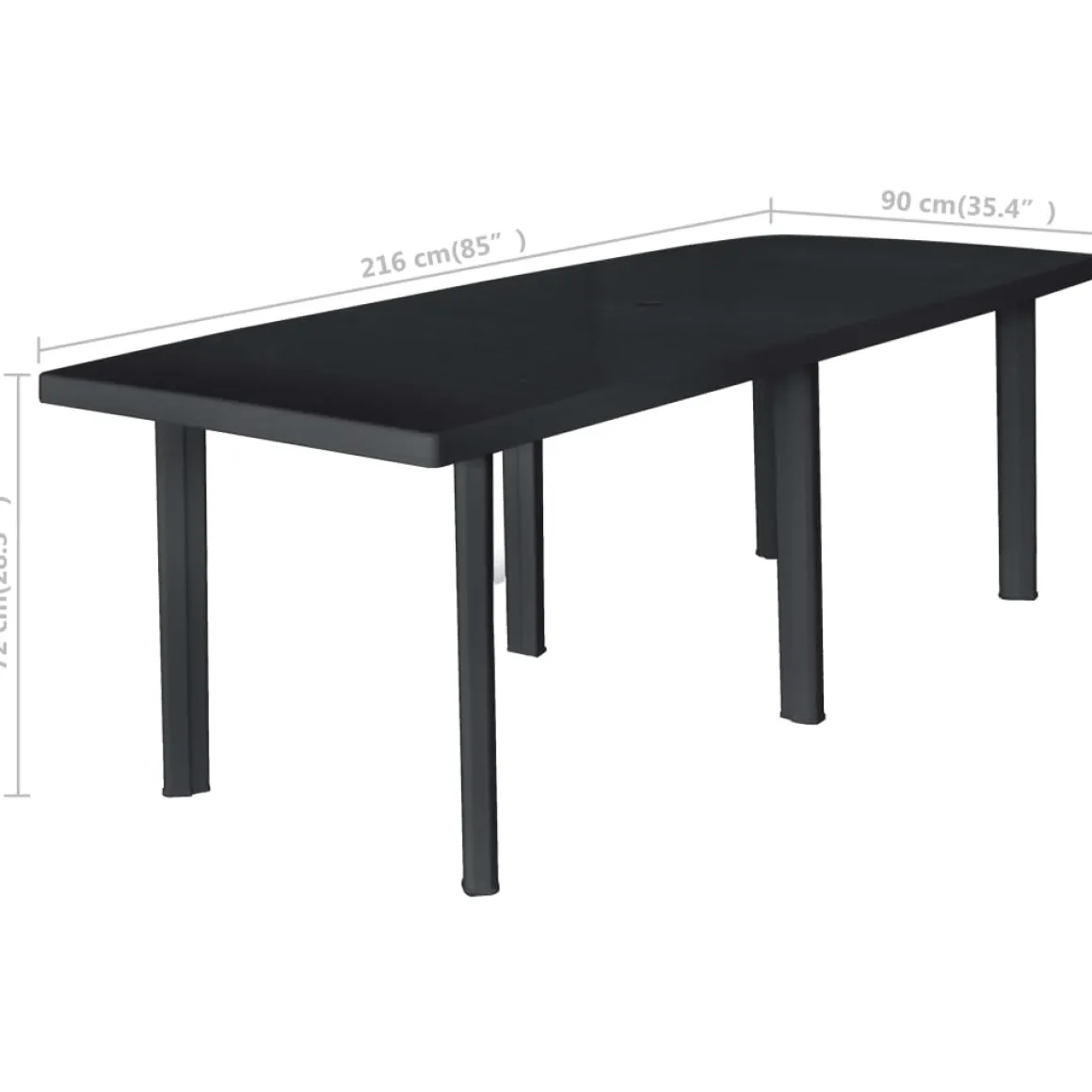 Mesa de jardín Florencia 6 personas antracita 72x216x90 cm