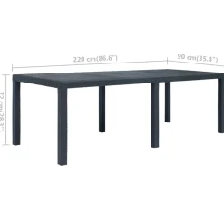 Mesa de jardín Gardenia antracita 72x220x90 cm