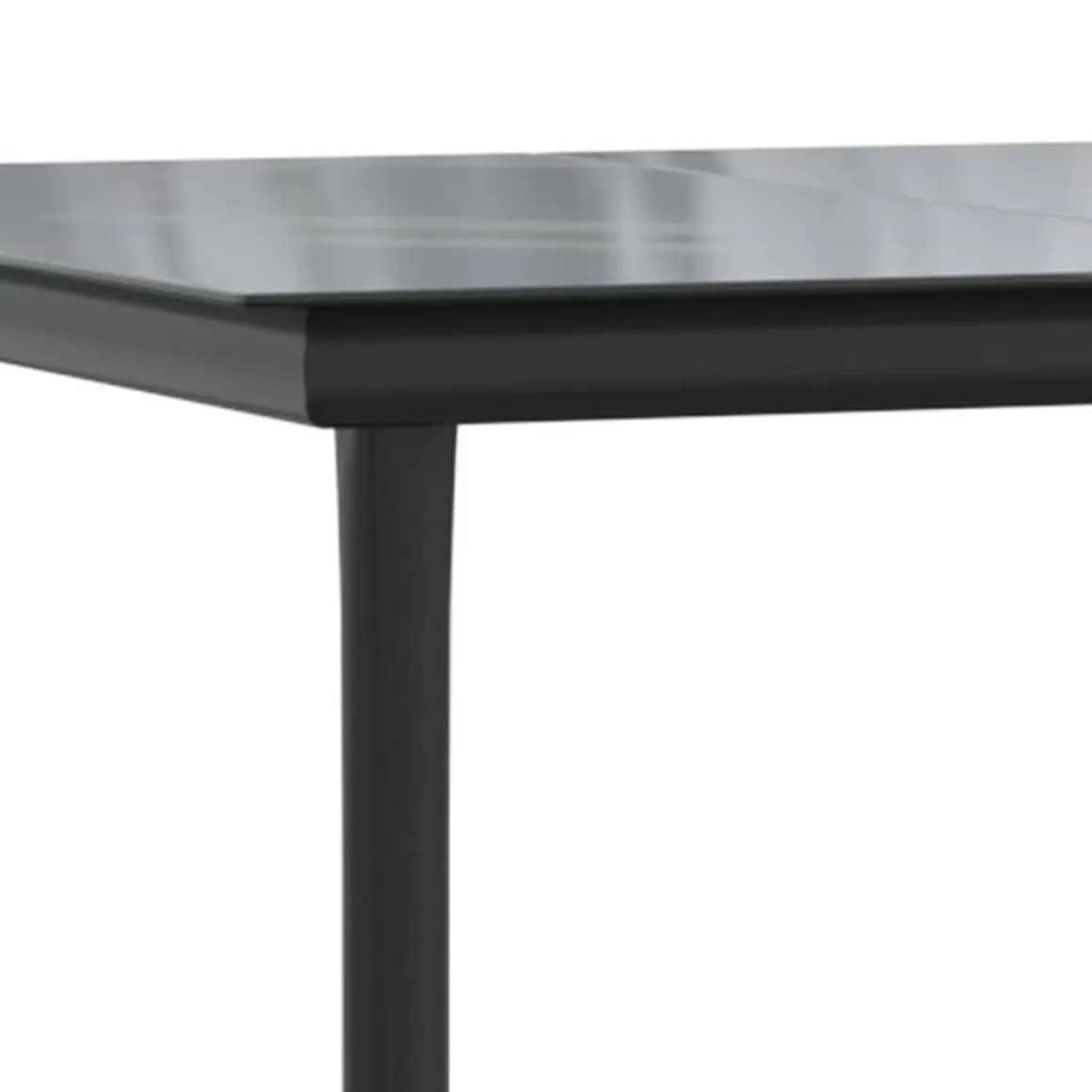 Mesa de jardín Guanajay rectangular acero y vidrio negro 74x160x80 cm