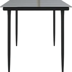 Mesa de jardín Guanajay rectangular acero y vidrio negro 74x160x80 cm