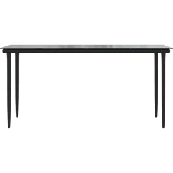 Mesa de jardín Guanajay rectangular acero y vidrio negro 74x160x80 cm