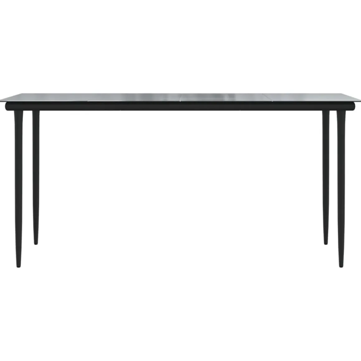 Mesa de jardín Guanajay rectangular acero y vidrio negro 74x160x80 cm