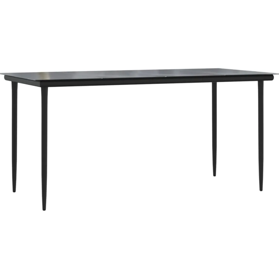 Mesa de jardín Guanajay rectangular acero y vidrio negro 74x160x80 cm